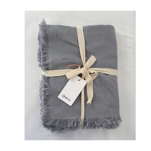 Quince European Linen Fringe Tablecloth 70"x108" Rectangle Grey New